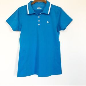 Under Armour Polo Womens M Blue HeatGear Golf Tennis